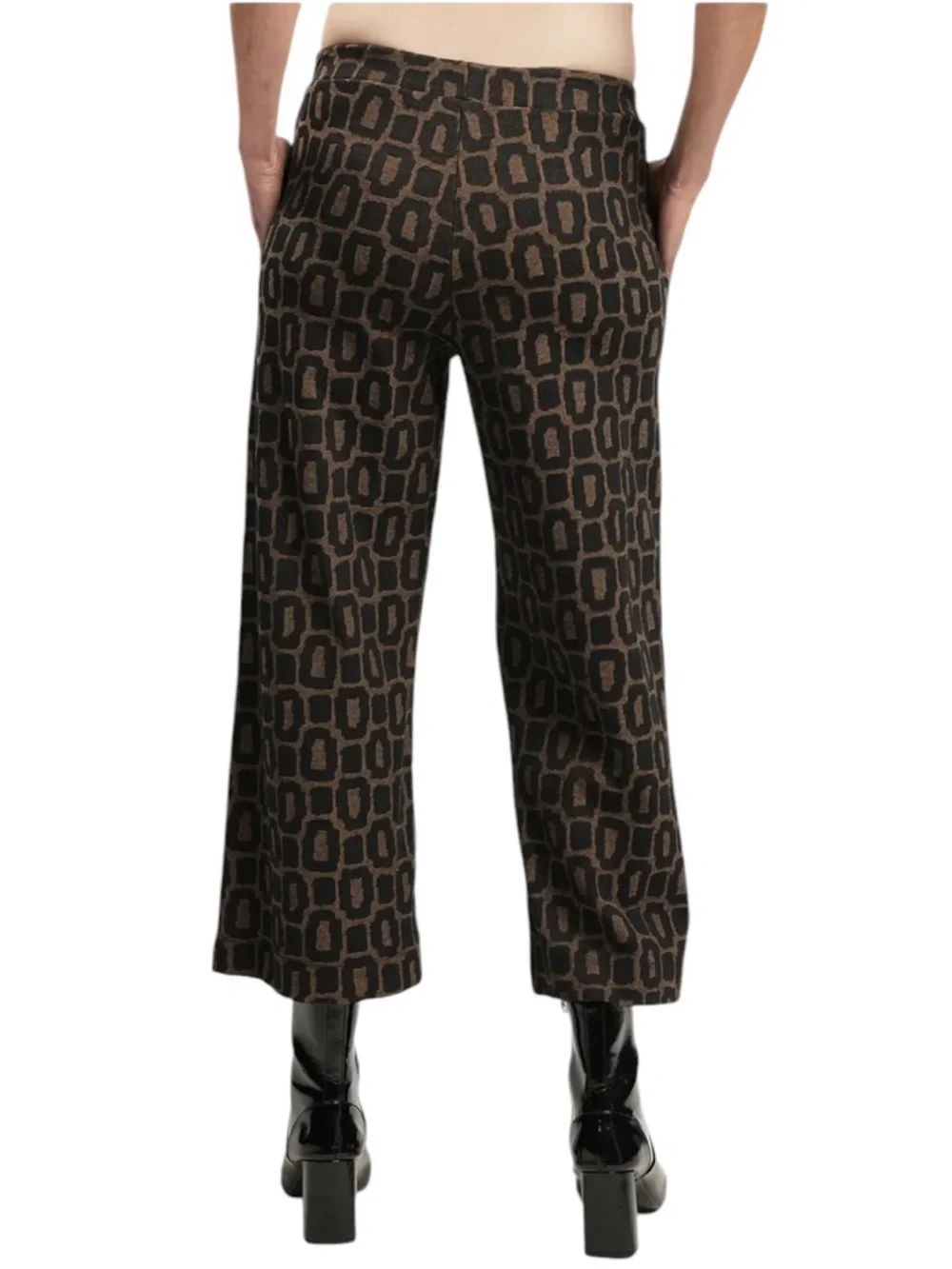 NWT Alembika Dynamite Days Cropped Wide Leg Pants Black Brown Size 1 | US 6-8 - Picture 5 of 12